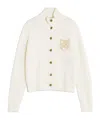 Maison Kitsuné Fox Head Intarsia Merino High Neck Cardigan In Brown
