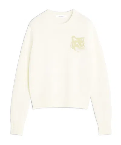 Maison Kitsuné Fox Head Intarsia Regular Jumper In White