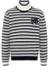 MAISON KITSUNÉ FOX HEAD INTARSIA STRIPED JUMPER