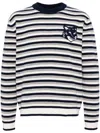 MAISON KITSUNÉ FOX HEAD INTARSIA STRIPED JUMPER