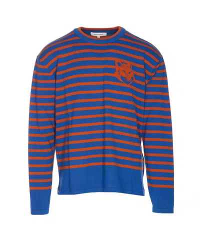 Maison Kitsuné Fox Head Intarsia Striped Jumper In Multi