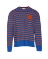 Maison Kitsuné Blue & Orange Intarsia Sweater In Blue