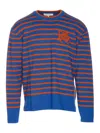Maison Kitsuné Blue & Orange Intarsia Sweater In Blue