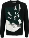 Maison Kitsuné Oversize Fox Head Jacquard Pullover In Schwarz