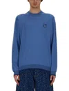 Maison Kitsuné Signature Fox-motif Knitted Jumper In Blue
