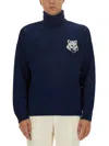 Maison Kitsuné Turtleneck Sweater With Cuffs And Hem In Blue