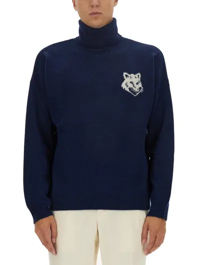 Maison Kitsuné Fox Head Jersey In Blue