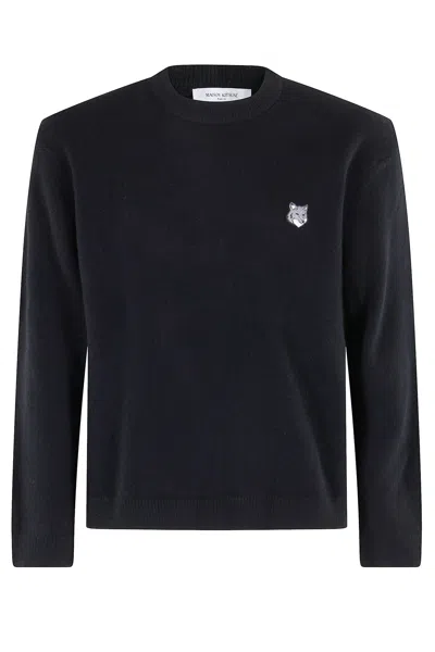 Maison Kitsuné Fox Head Lambswool Comfort Jumper In Black