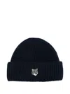 Maison Kitsuné Fox Head Large Beanie Accessories In Black