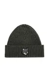 Maison Kitsuné Fox Head Large Beanie Accessories In Gray