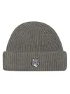 Maison Kitsuné Fox Head Large Beanie In Gray