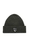 Maison Kitsuné Fox Head Large Beanie Accessories In Green