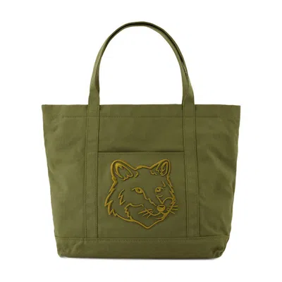 Maison Kitsuné Fox Head Large Shopper Bag In Green