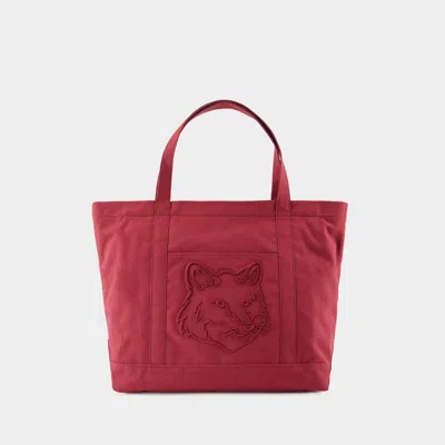 Maison Kitsuné Fox Head Large Shopper Bag In Red