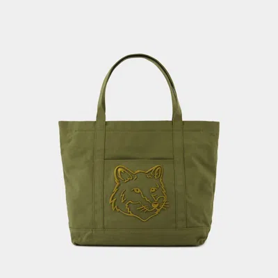 Maison Kitsuné Fox Head Large Shopper Bag In Green