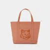 Maison Kitsuné Fox Head Large Shopper Bag In Pink