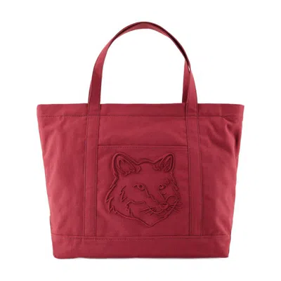 Maison Kitsuné Fox Head Large Shopper Bag In Red