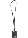 Maison Kitsuné Fox Head Leather Neck Cardholder In Black