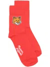 Maison Kitsuné Fox Head Logo-intarsia Socks In Red