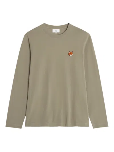 Maison Kitsuné Fox-head Long-sleeve T-shirt In Green
