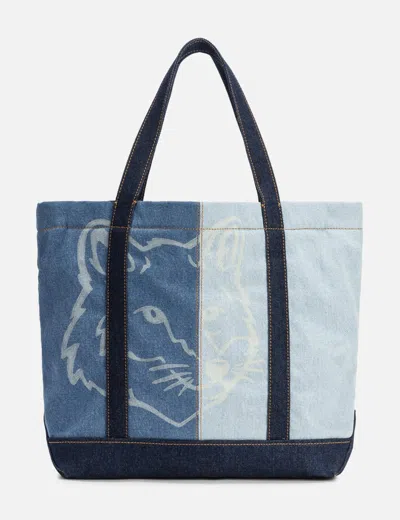 MAISON KITSUNÉ FOX HEAD MEDIUM DENIM TOTE