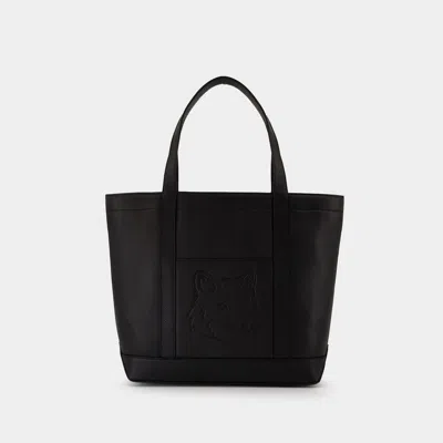 Maison Kitsuné Fox Head Medium Shopper Bag In Black