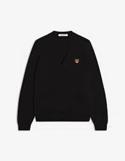 Maison Kitsuné Fox Head Merino Regular Cardigan In Black