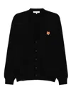Maison Kitsuné Long Sleeve Wool Cardigan In Black