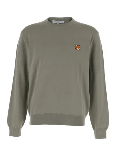 Maison Kitsuné Fox Head Merino Regular Jumper In Green