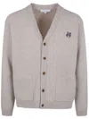 Maison Kitsuné Fox-patch Cardigan In Nude