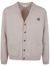 Maison Kitsuné Fox-patch Cardigan In Neutral