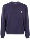 Maison Kitsuné "fox Head Milano" Lambswool Jumper In Blue