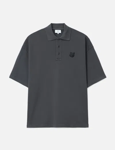 Maison Kitsuné Fox Head Oversize Polo In Gray