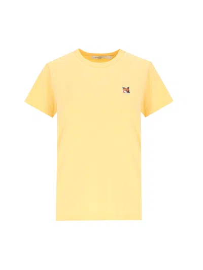Maison Kitsuné 'fox Head Patch Classic' T-shirt In Yellow