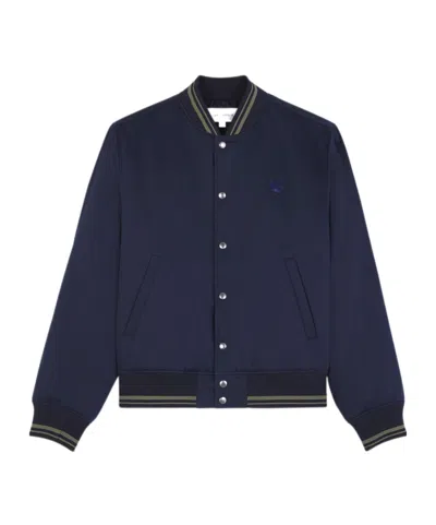 Maison Kitsuné Fox Head Patch Bomber Jacket In Blue
