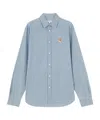 Maison Kitsuné Fox Head-patch Cotton Shirt In Gray