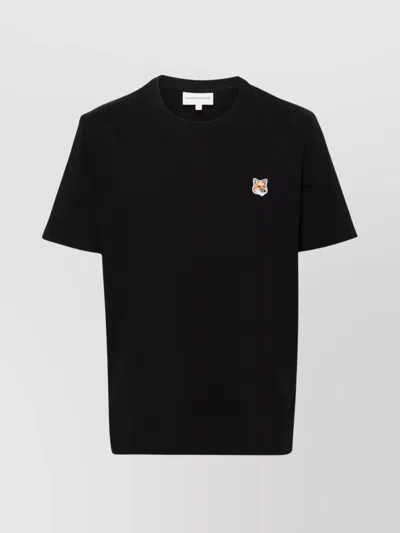 Maison Kitsuné Fox Head Patch Regular Tee Shirt Black Cotton T-shirt With Chest Patch - Fox Head Patch Regular Tee In Nero