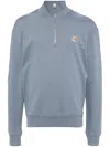 Maison Kitsuné Fox Head-patch Half-zip Sweatshirt In Blue