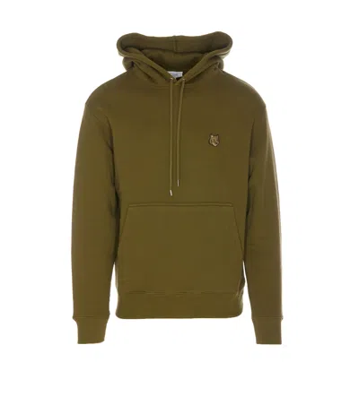 Maison Kitsuné Fox Head Patch Logo Hoodie In Green