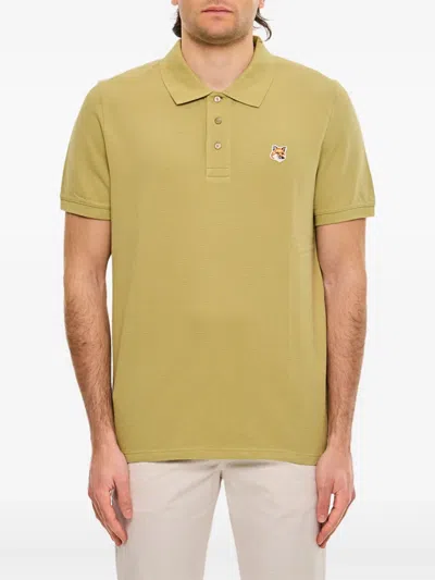 Maison Kitsuné Fox Head-patch Polo Shirt In Green
