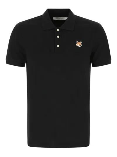 Maison Kitsuné Fox Head Polo In Black