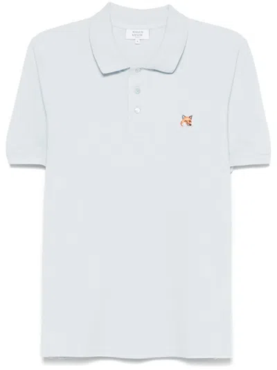 Maison Kitsuné Fox Head Patch Regular Polo In Cirrus Blue