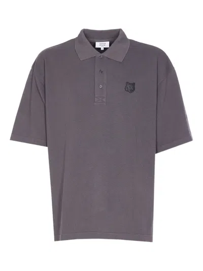 Maison Kitsuné Fox Head Patch Polo Shirt In Blue