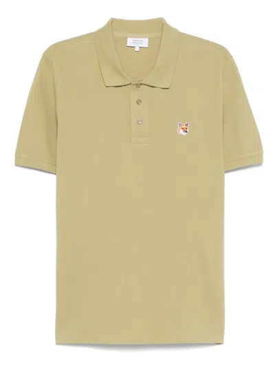 Maison Kitsuné Fox Head-patch Polo Shirt In Green