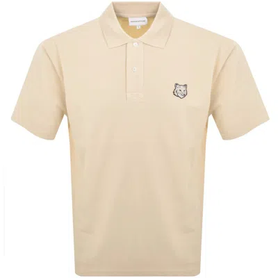 Maison Kitsuné Maison Kitsune Fox Head Patch Polo T Shirt Beige