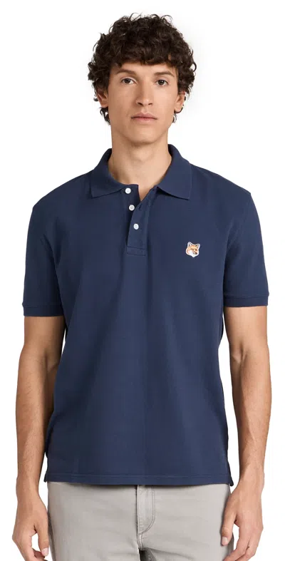 Maison Kitsuné Fox Head Patch Regular Polo Ink Blue In Navy