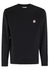 Maison Kitsuné Cotton Sweatshirt Featuring Fox Head Design In Black