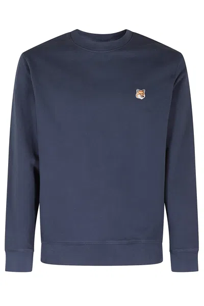 Maison Kitsuné Fox Head Patch Regular Sweatshirt In Blue