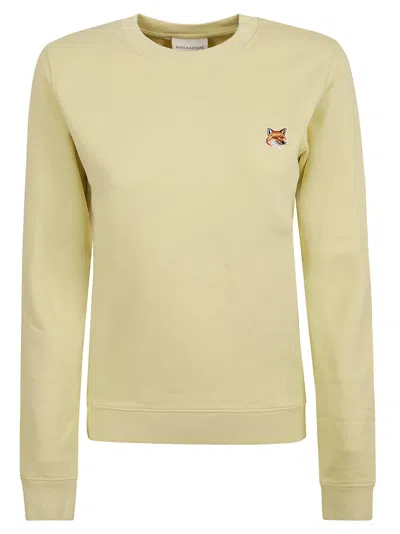 Maison Kitsuné Fox Head Patch Regular Sweatshirt In Chalk Yellow