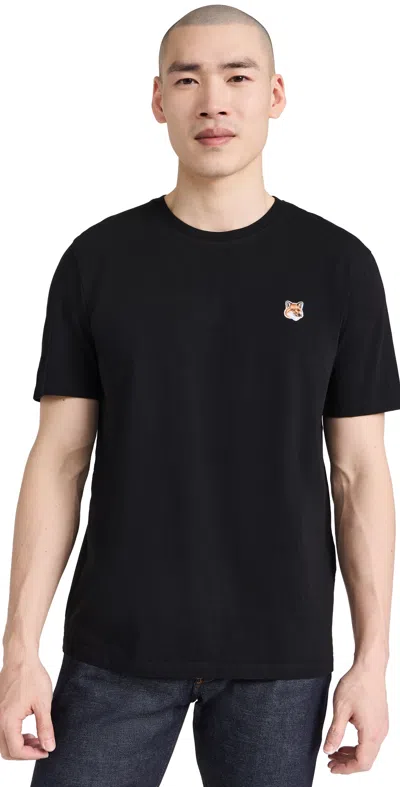 Maison Kitsuné Black T-shirt With Fox Head Patch In Cotton